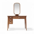 Coiffeuse en bois foncé avec miroir rond et tiroirs de rangement 100 x 45 x 75cm