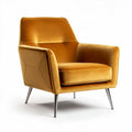 Fauteuil en velours jaune 80 x 80 x 90 cm avec pieds en acier inoxydable