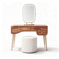 Coiffeuse en bois avec miroir rectangulaire et tabouret rembourré 80 x 40 x 75cm