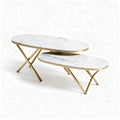 Table basse en marbre blanc avec structure en métal doré dimensions 120 x 60 x 45cm
