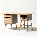 Bureau en bois avec tiroirs coloris gris 150 x 80 x 75cm pour bureau à domicile