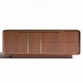 Buffet en bois massif avec finition chevron 150 x 40 x 80cm couleur marron et pieds en métal noir